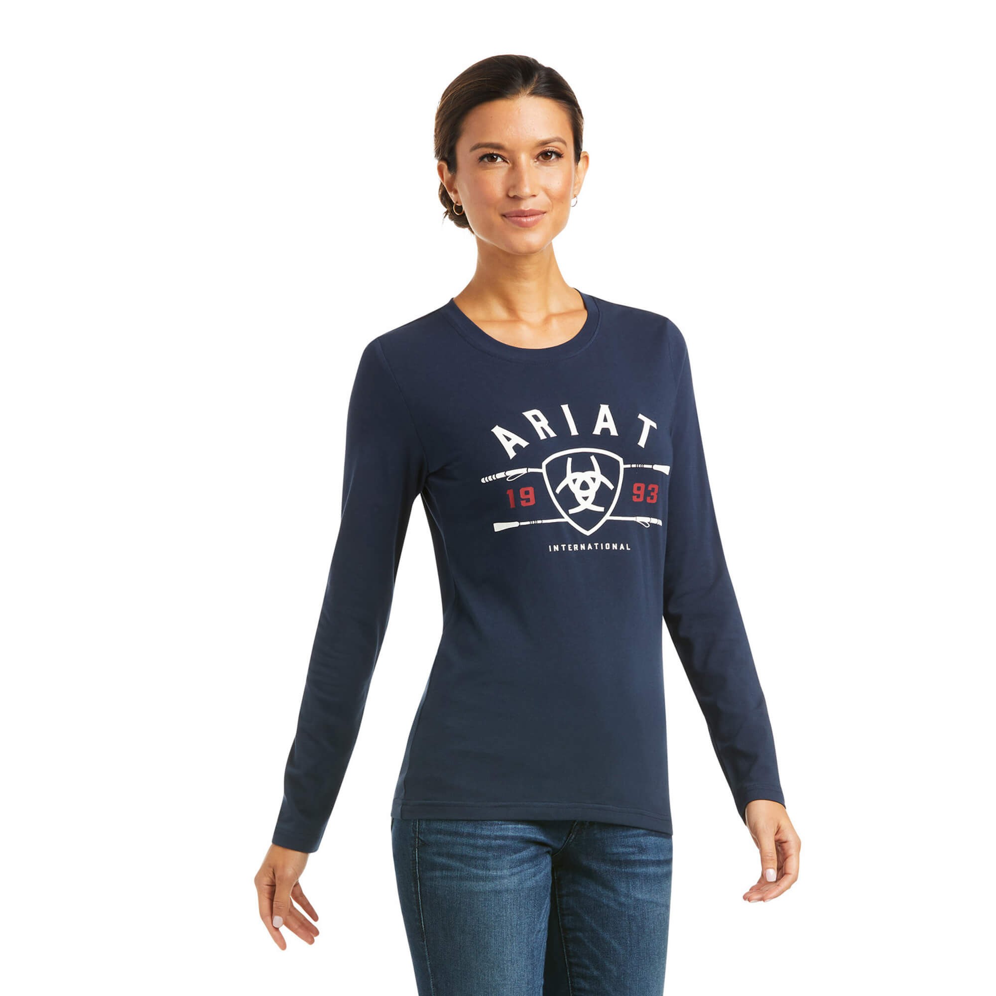 Ariat Women's International Logo Long Sleeve T-Shirt (Navy) - Wychanger ...