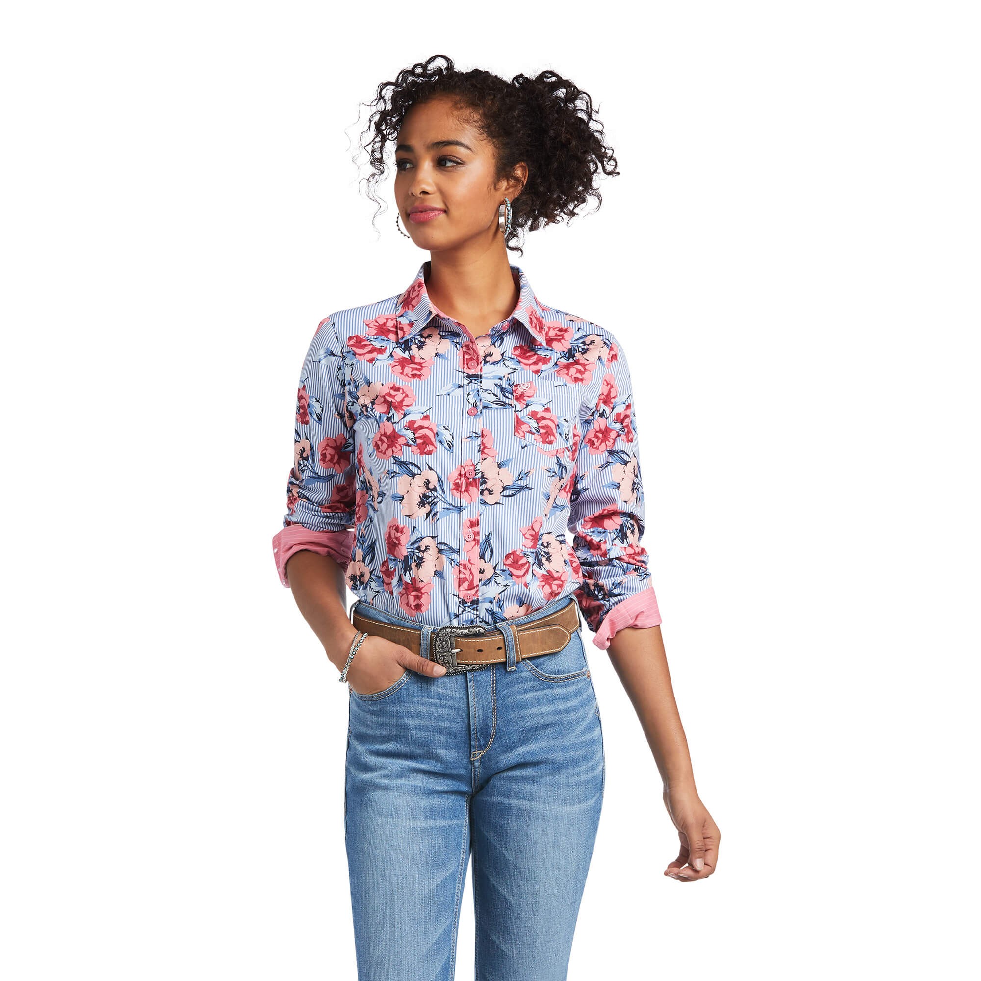 Ariat Women's Kirby Stretch Shirt (Austin Floral Stripe) - Wychanger Barton