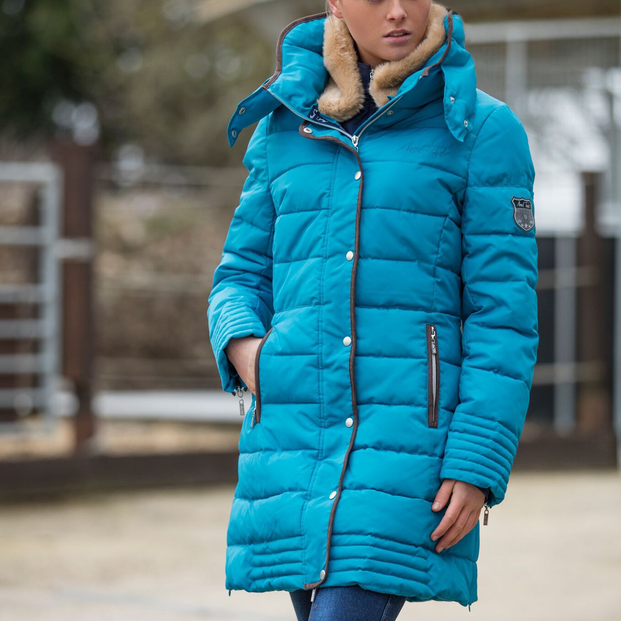 blue padded ladies coat