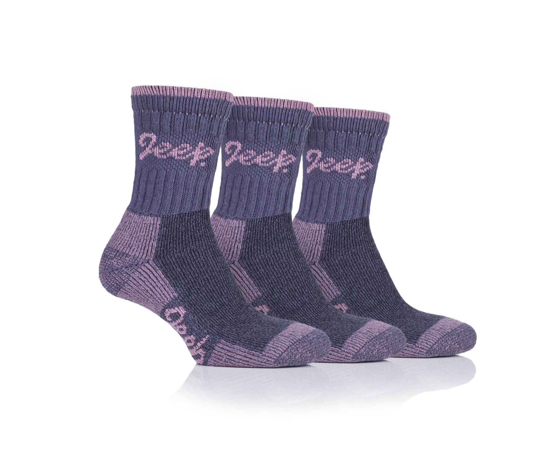 Jeep Ladies Luxury Cushion Boot Socks Purple/Rose 3 Pack - Wychanger Barton