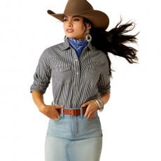 Ariat Women's Railroad Stripe Western Shirt (Indigo Stripe)