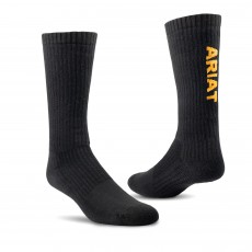 Ariat Premium Ringspun Cotton Mid Calf Work Sock 3 Pack (Black)