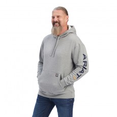 Ariat Mens Rebar Graphic Hoodie (Heather Grey/Deep Ultramarine)