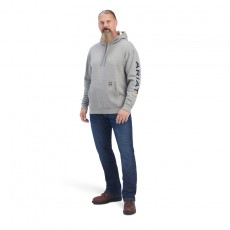 Ariat Mens Rebar Graphic Hoodie (Heather Grey/Deep Ultramarine)