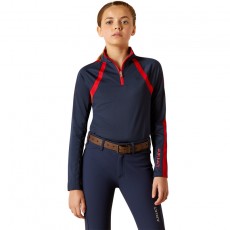 Ariat Youth Sunstopper 3.0 1/4 Zip Baselayer (Team Navy)