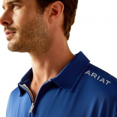 Ariat Mens Bandera 1/4 Zip Polo (Sodalite Bluet)