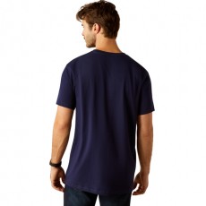 Ariat Mens Vertical Logo T-Shirt (Classic Blue/White)