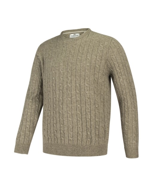Hoggs of Fife Men's Jedburgh Crew Neck Cable Pullover (Oatmeal)
