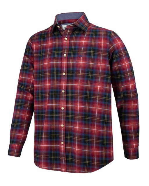 Hoggs of Fife Men's Pitmedden Long Sleeve Flannel Check Shirt (Rust Check)