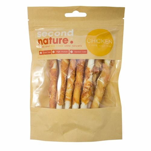 Second Nature Dog Treats Whitehide Twisted Stick Wrapped in Chicken