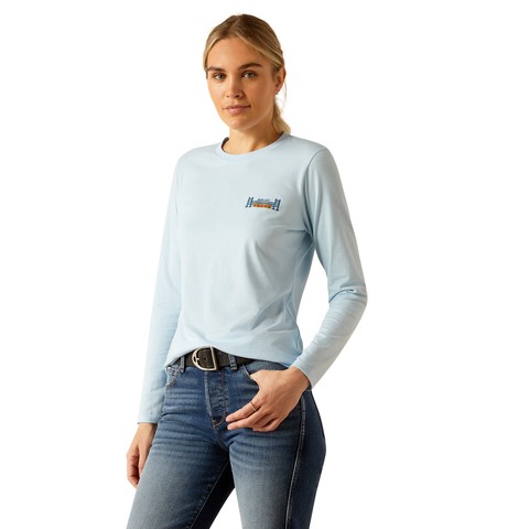 Ariat Women's Course Seal Long Sleeve T-Shirt (Cerulean Heather)