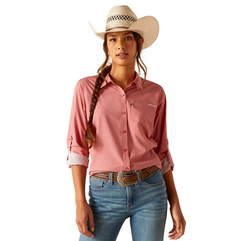 Ariat Women's VentTEK Stretch Western Shirt (Faded Rose Pinstripe)