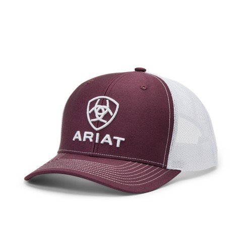 Ariat Men's Stacked Logo Cap (Burgundy/White)