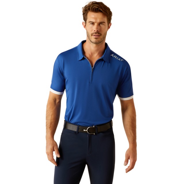 Ariat Mens Bandera 1/4 Zip Polo (Sodalite Bluet)