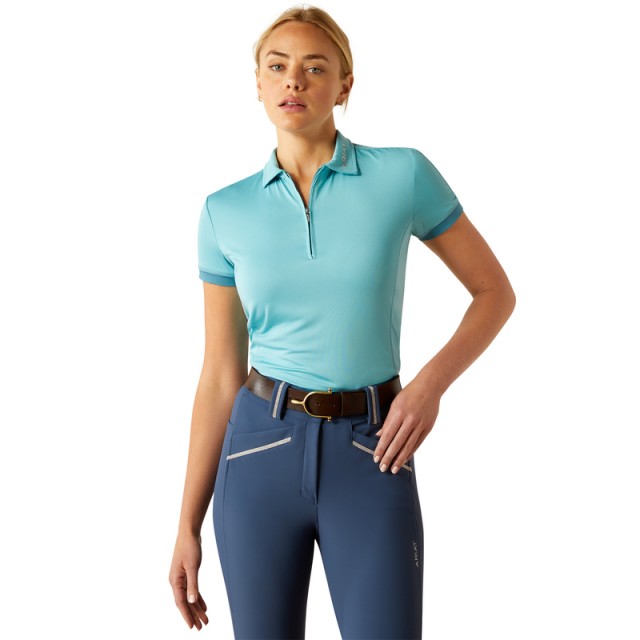 Ariat Womens Bandera 1/4 Zip Polo (Aqua)