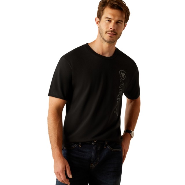 Ariat Mens Vertical Logo T-Shirt (Black/Ebony Black)