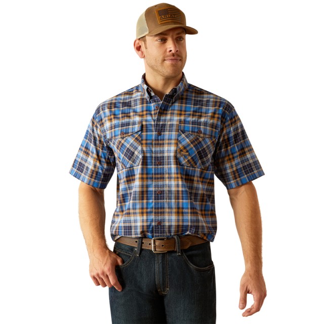 Ariat Mens Rebar Made Tough DuraStretch  Work Shirt (Strong Blue)