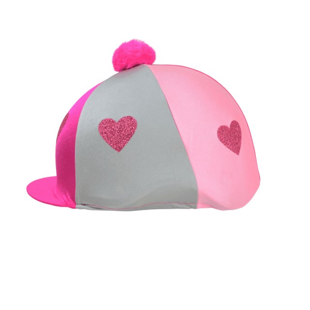 Little Rider Love Heart Glitter Hat Cover (Pink/Silver/Light Pink)